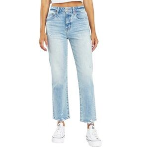 Daze Straight Up High Rise Straight Fit High Key Light Wash EUC 26